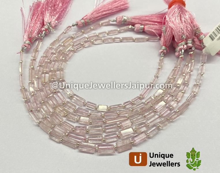 Morganite Cut Baguette Beads